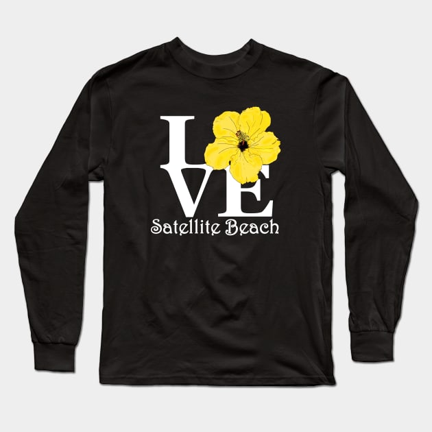 Satellite Beach LOVE Yellow Hibiscus Long Sleeve T-Shirt by SatelliteBeach